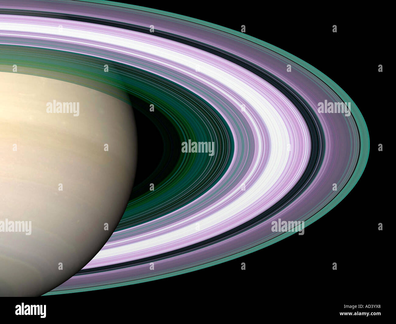 L'occultation radio démêler les anneaux de Saturne Banque D'Images