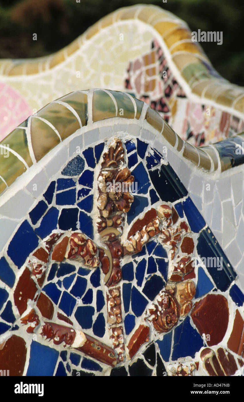 Barcelona design architecture de Gaudi Guell Park à la verticale Banque D'Images