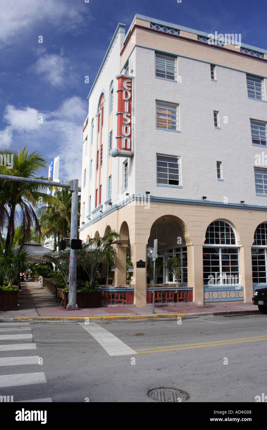 Miami South Beach Art Deco District Edison hotel Banque D'Images