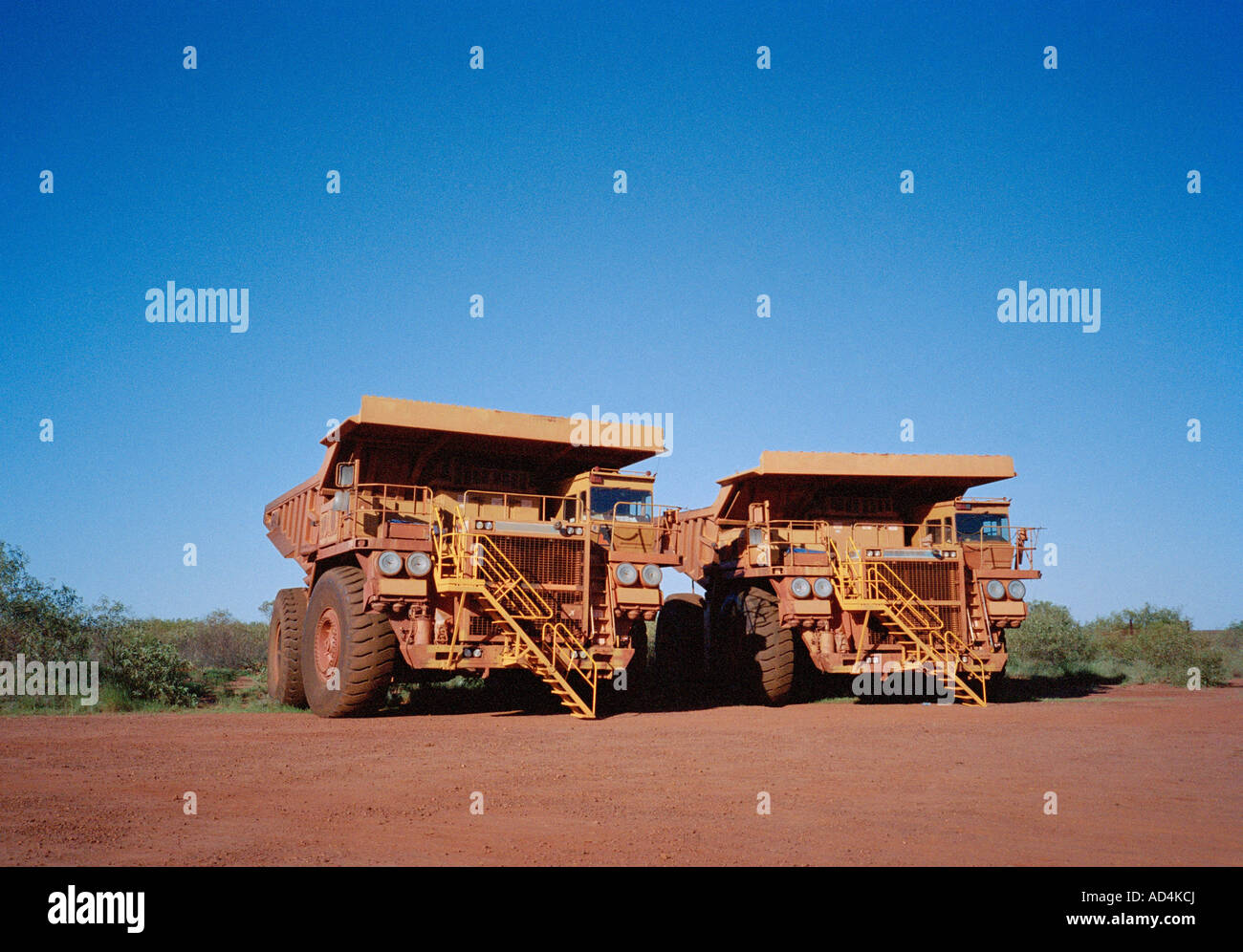 Deux gros camions à benne côte à côte Banque D'Images