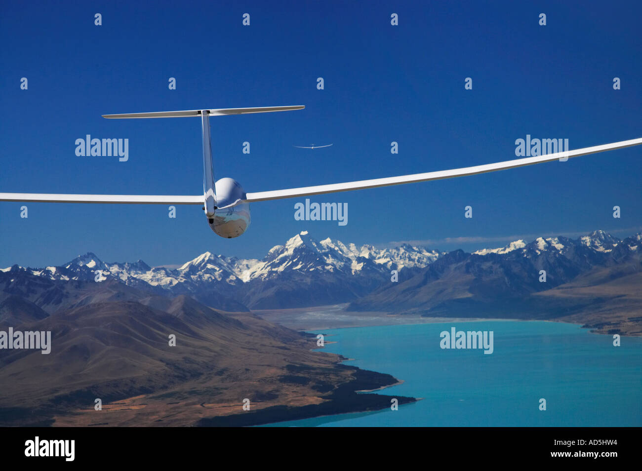 Planeur Lac Pukaki Aoraki et Mt Cook Mackenzie Country ile sud Nouvelle Zelande Banque D'Images