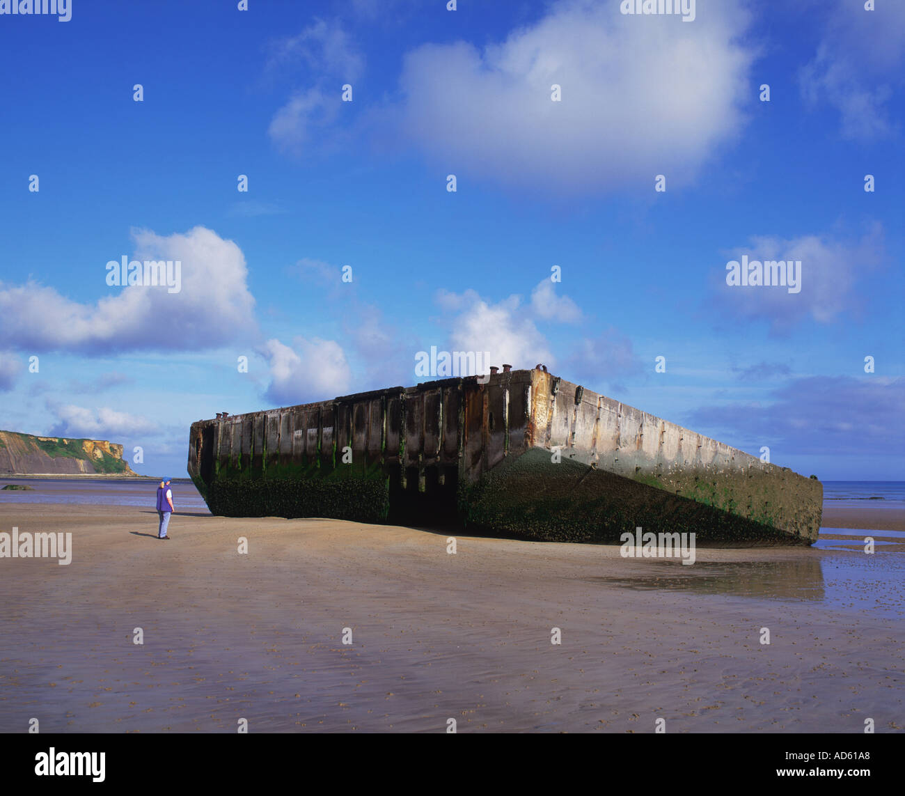 Port Mulberry d'Arromanches et de Gold Beach Jour j Calvados Normandie France Banque D'Images