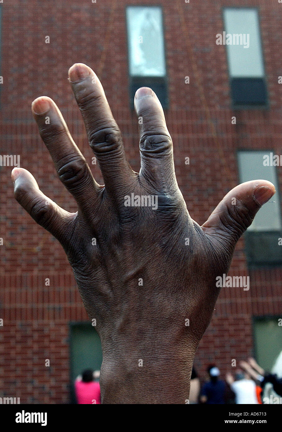 Part soulevé dans la prière et à la réunion de prière en plein air Banque D'Images