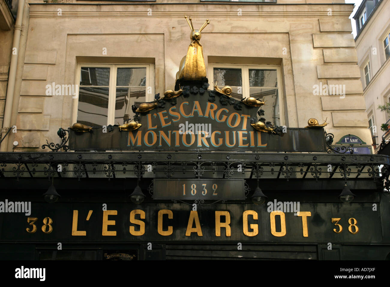 Le célèbre Restaurant L'Escargot Montorgueil 38 rue Montorgueil Paris, France Banque D'Images