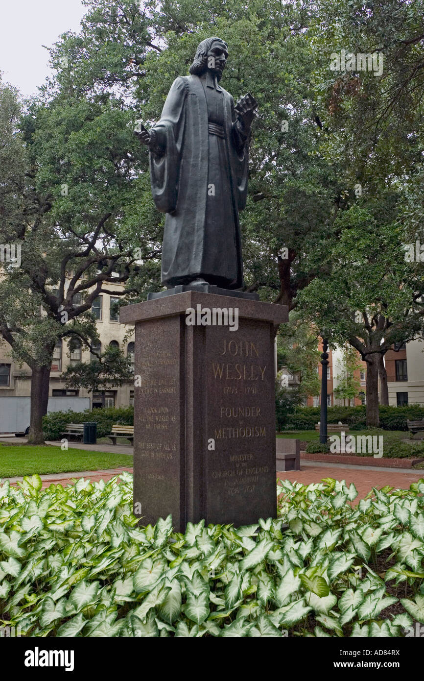 Statue de John Wesley dans Reynolds Square Savannah Georgia USA Banque D'Images