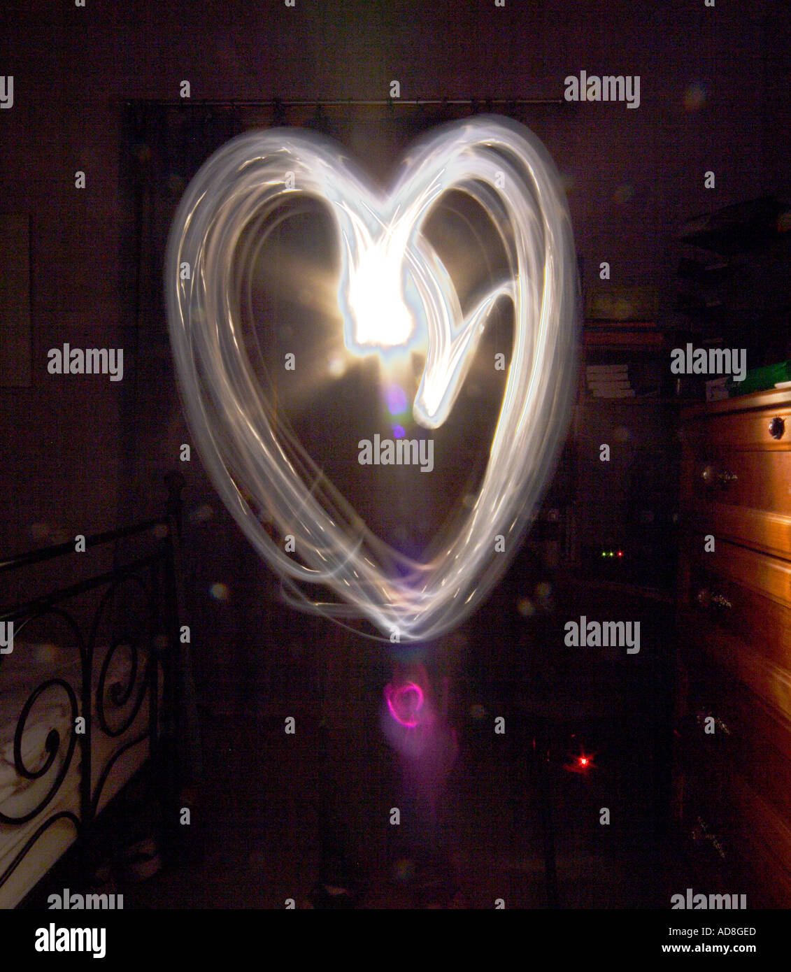 Peindre avec la lumière forme de coeur Banque D'Images