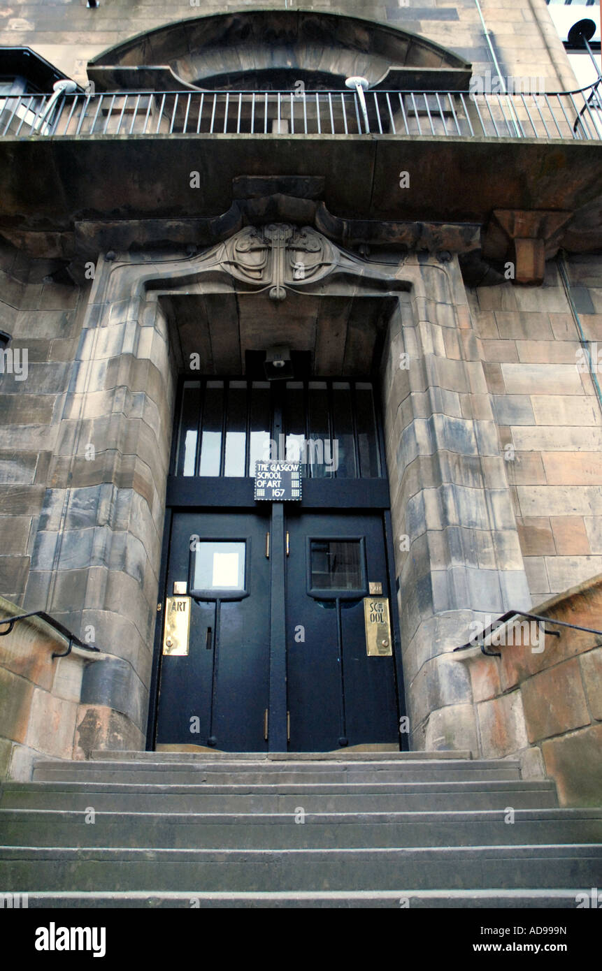 Entrée principale de la Glasgow School of Art, conçu par Charles Rennie Mackintosh. Renfrew Street, Glasgow, Ecosse. Banque D'Images
