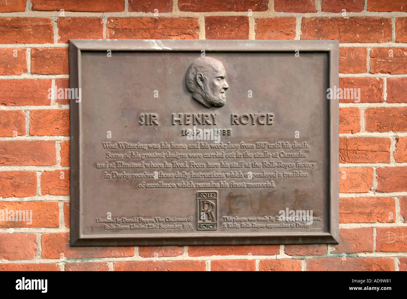 Henry Royce 1 Plaque Banque D'Images