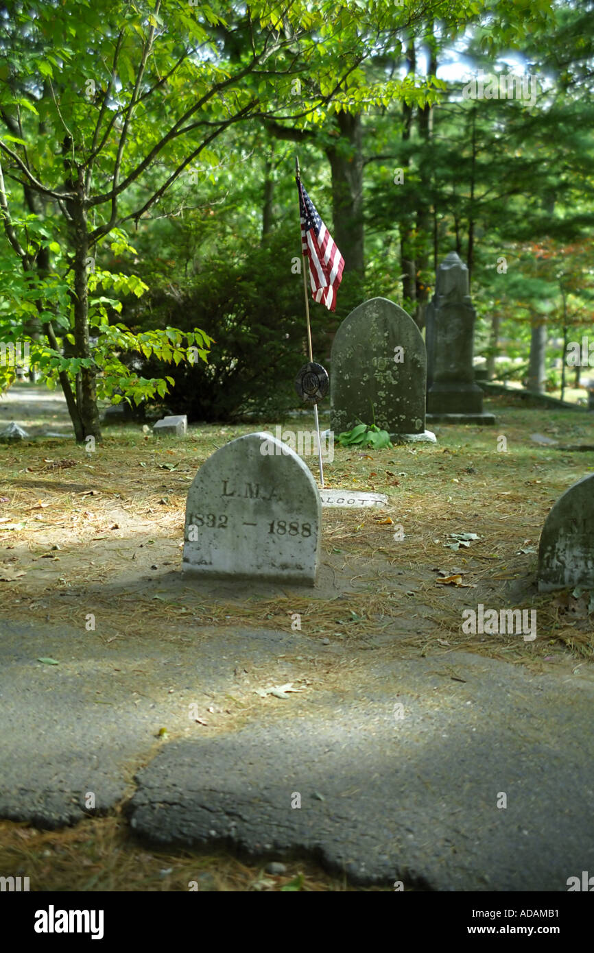 S de Louisa May Alcott, tombe, dans le cimetière de Sleepy Hollow Concord MA Banque D'Images