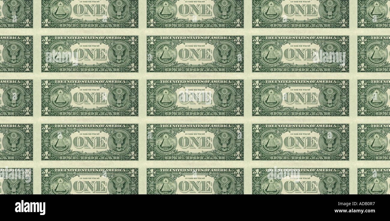 Retour vert de la US One Dollar Bill Banque D'Images