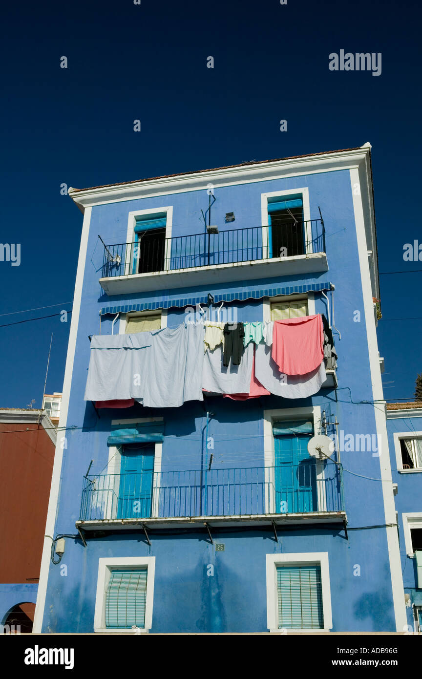 Les maisons de bord de mer pittoresque de Villajoyosa, Costa Blanca, Espagne Banque D'Images