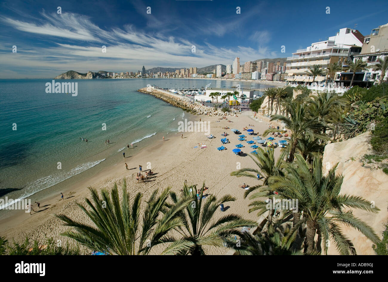 Voir d'Pontiente beach du Balcon del Mediterraneo Benidorm, Costa Blanca, Espagne Banque D'Images