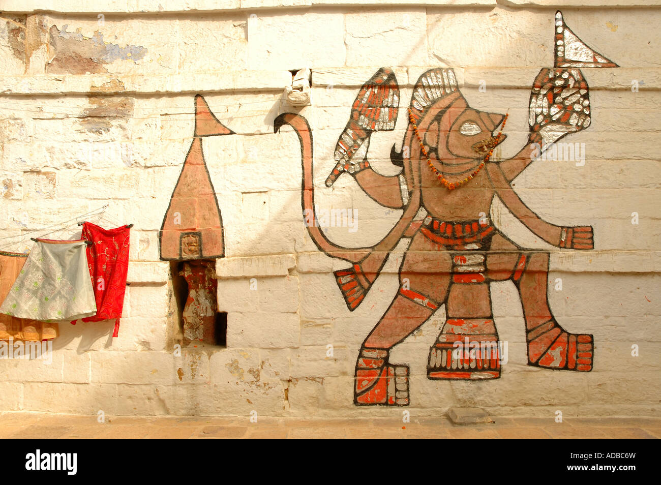 Art hindou sur un mur à Jaislamer Rajasthan Banque D'Images