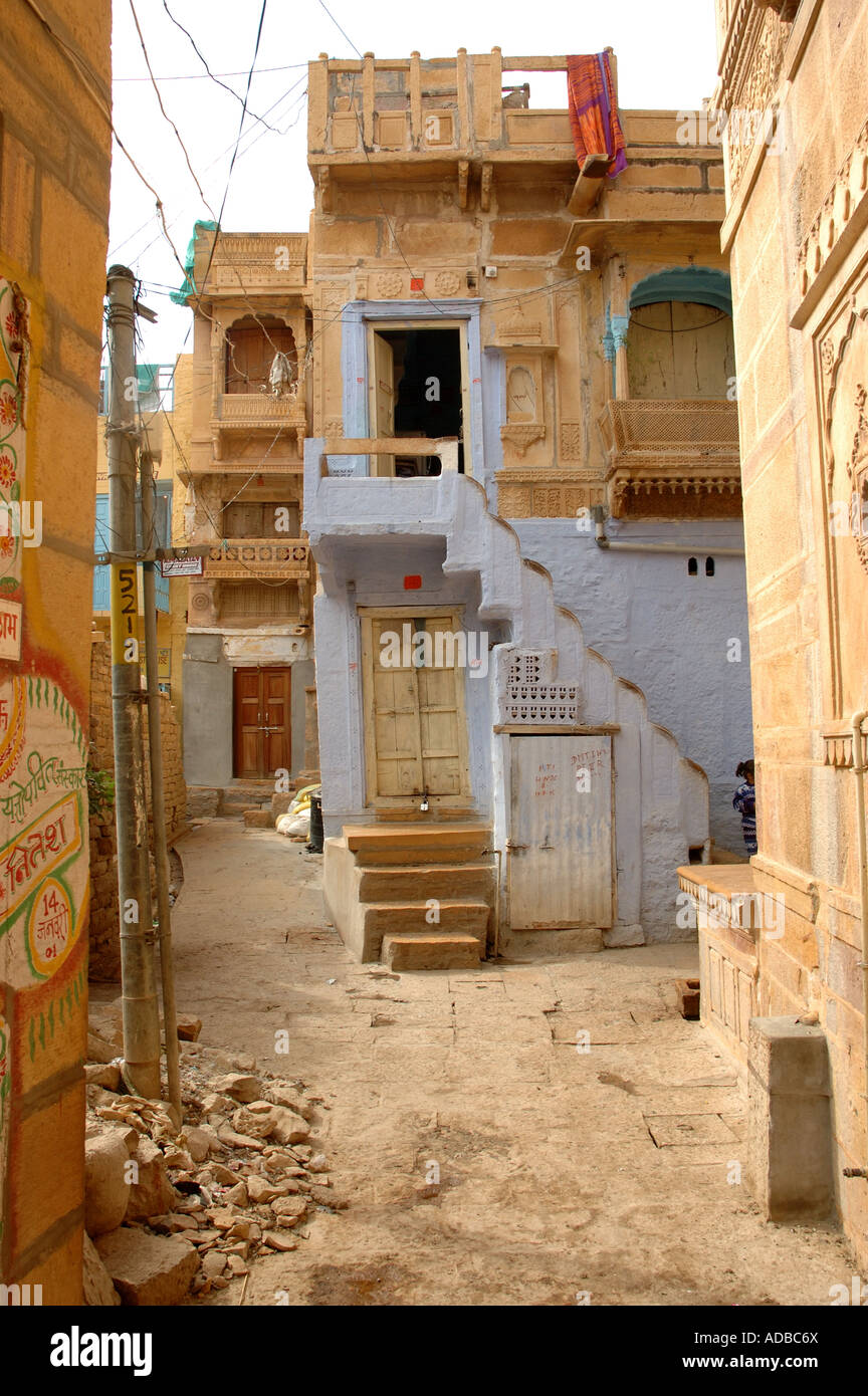 Dans Bacstreets l'architecture de l'Inde Rajasthan Jaislamer Banque D'Images