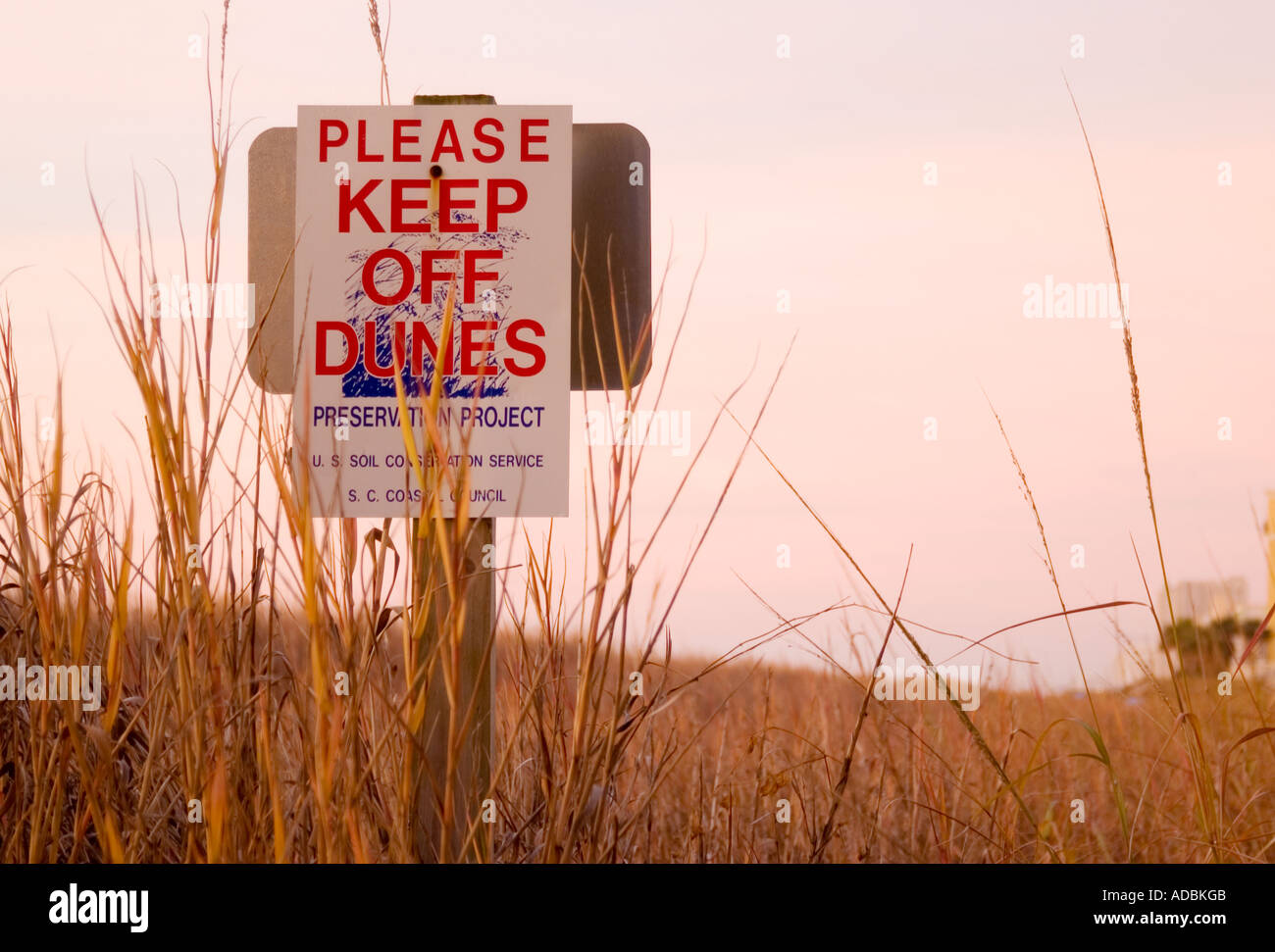 Garder hors des Dunes de signer à Myrtle Beach en Caroline du Sud USA, de l'environnement Banque D'Images