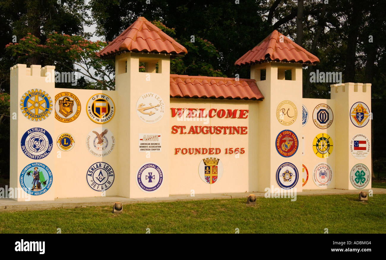 Bienvenue à St Augustine en Floride USA signe Banque D'Images