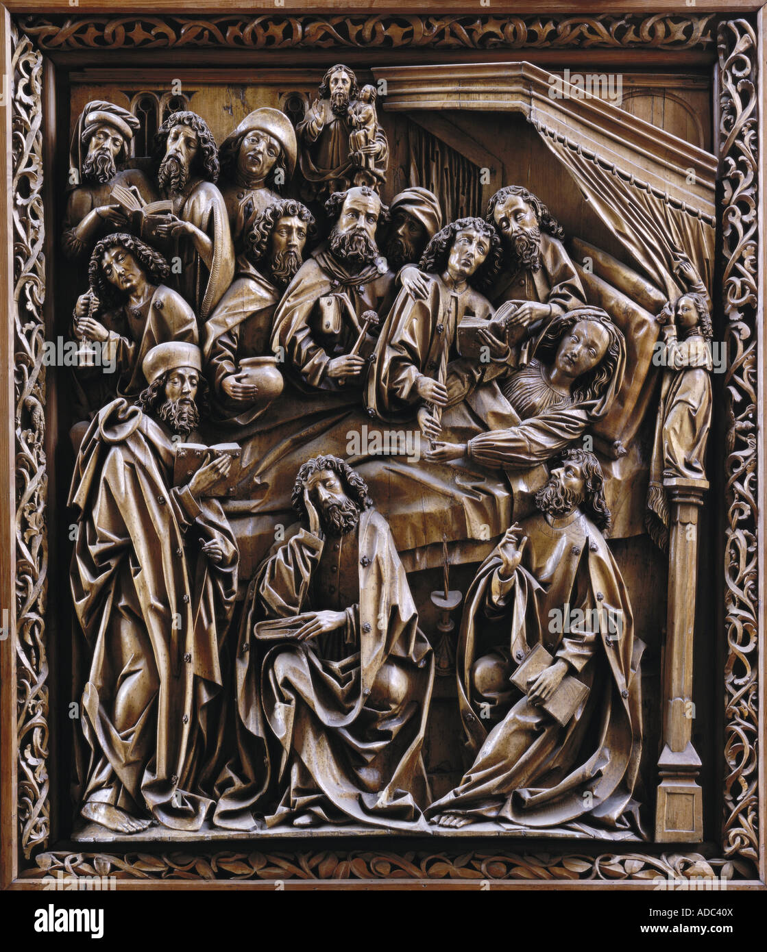 Beaux-arts, art religieux, Saint Mary, autel sculpté avec la mort de Saint Mary, vers 1490 - 1497, le bois, l'artiste n'a pas d'auteur pour être effacé Banque D'Images