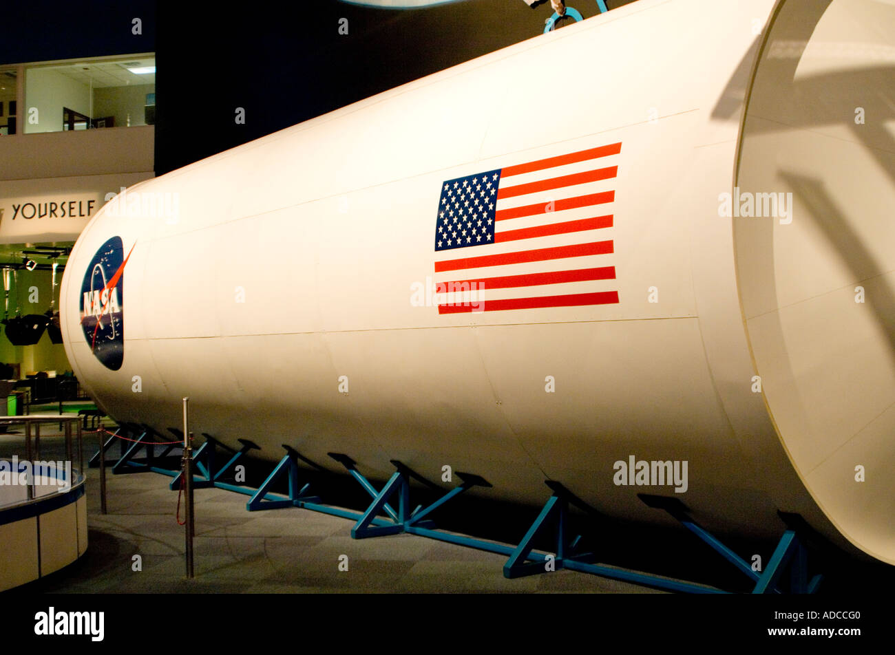 Capsule spatiale sur l'affichage au siège de la NASA à Houston, TX Banque D'Images