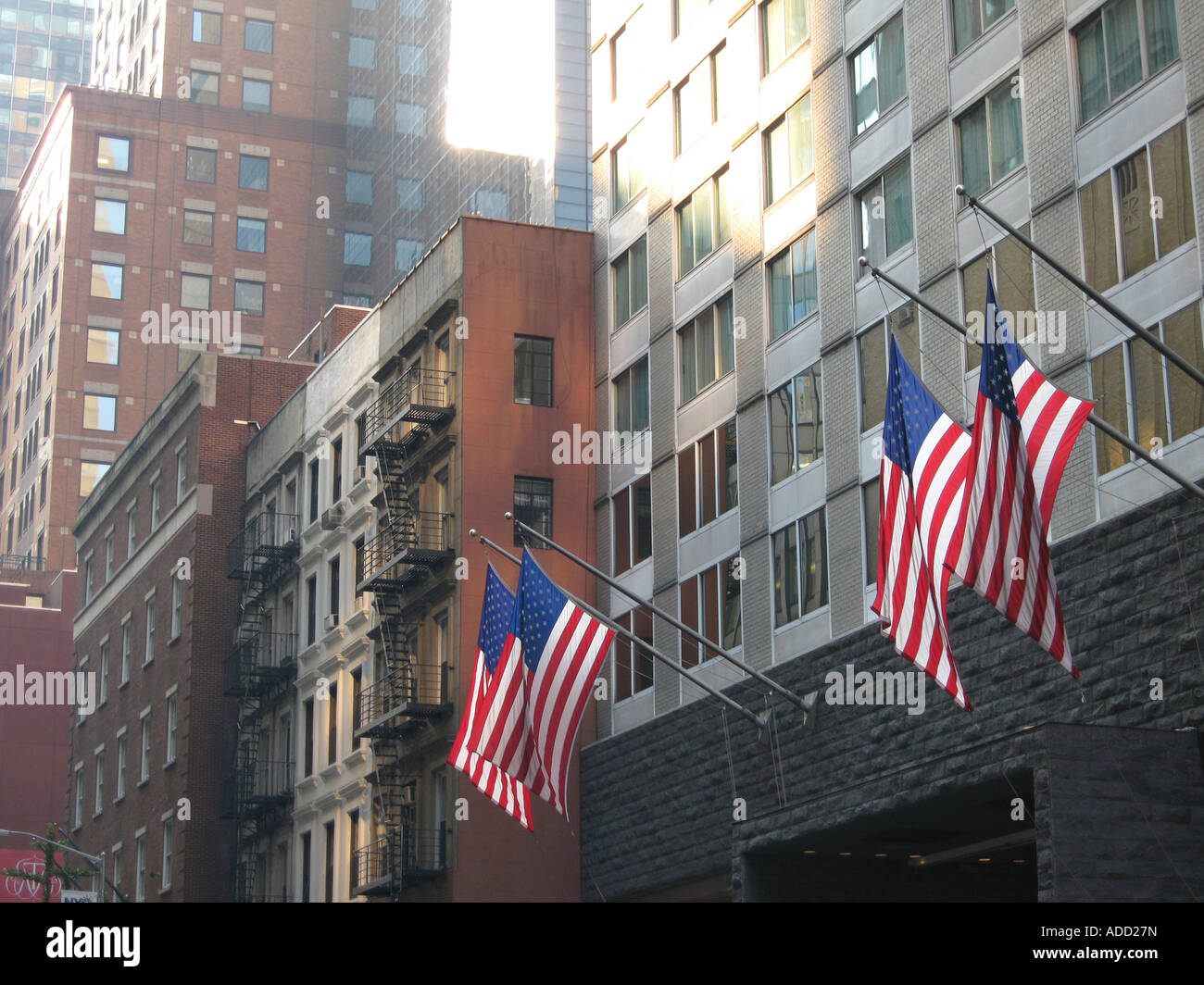 Des drapeaux américains à New York City Banque D'Images