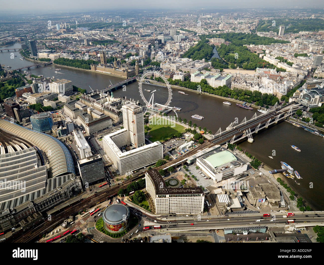 Antenne de Londres montrant Westminster Banque D'Images