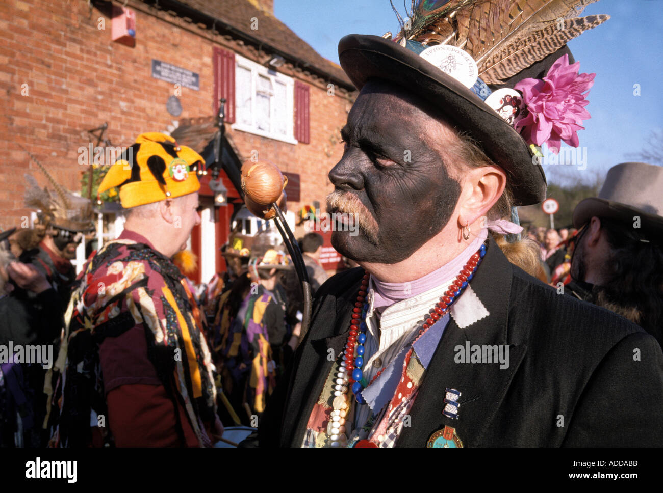 Face noire Morris Dancers Alvechurch Worcestershire Angleterre Banque D'Images