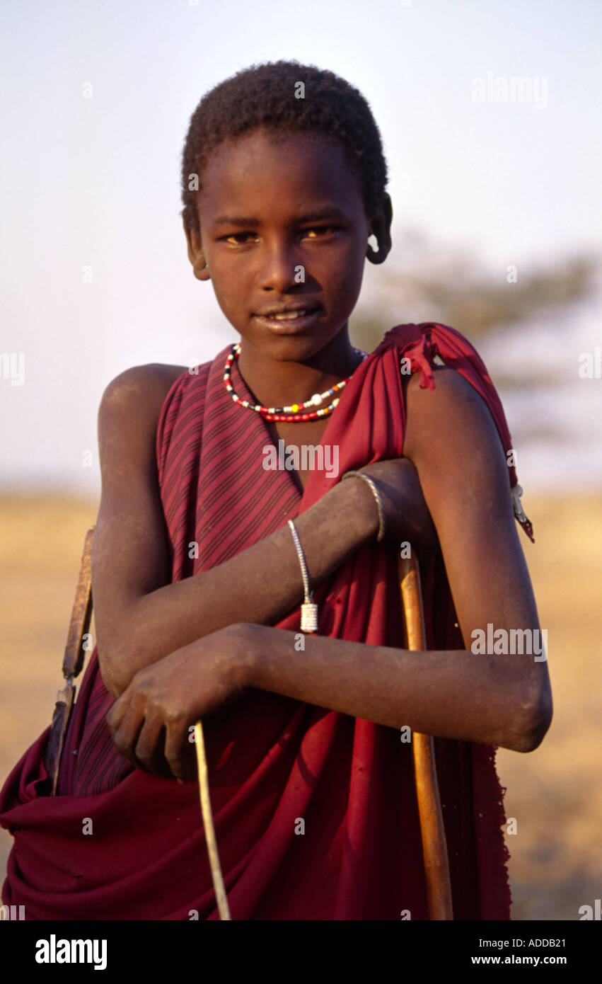 Jeune garçon Maasai Tanzanie Banque D'Images