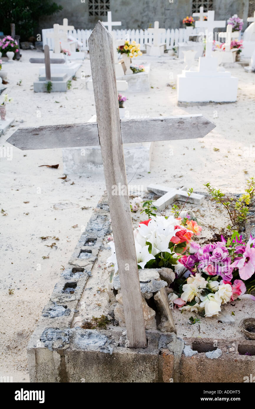 San Pedro Belize un cimetière sur la plage sur Ambergris Banque D'Images