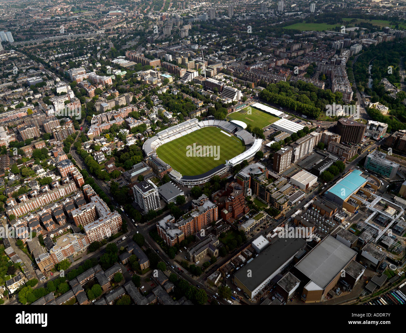 Vue aérienne des Lords Cricket Ground, Londres, Angleterre Banque D'Images