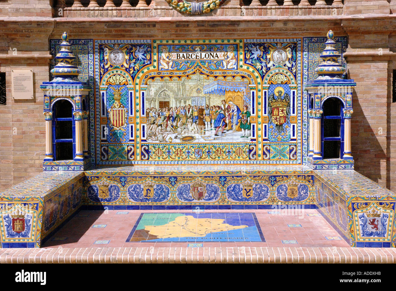 Vue sur Plaza de España Parque de María Luisa Marie Louise Park Sevilla Séville Andalousie Andalucía España Espagne Europe Banque D'Images