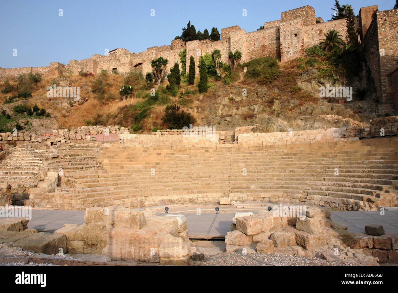 Voir l'Alcazaba de Malaga Gibralfaro château palais Costa del Sol Andalousie Côte Soleil Andalucía España Espagne Iberia Europe Banque D'Images