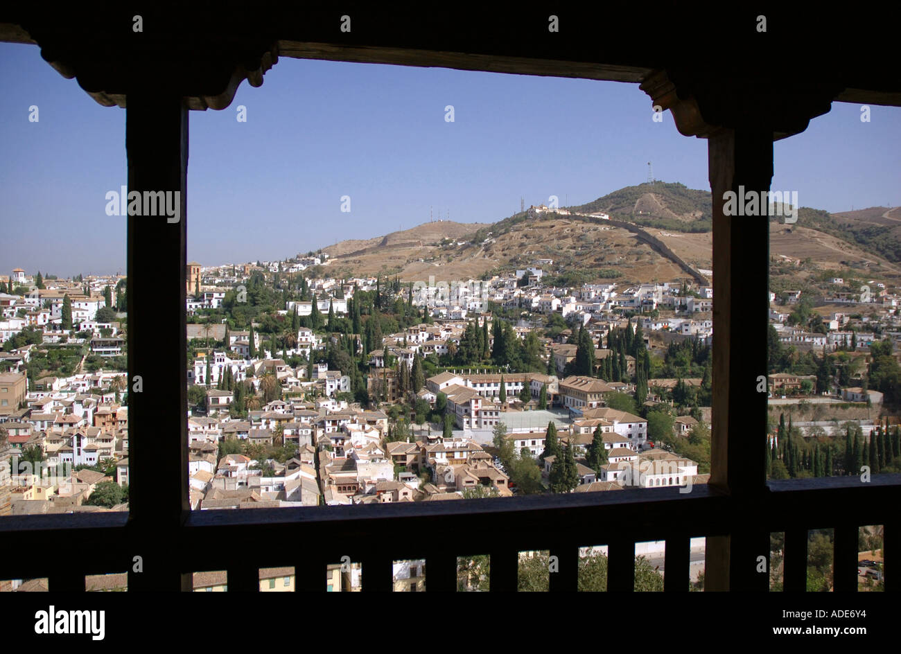 Vue panoramique de la forteresse Alcazaba, Palais de l'Alhambra et Grenade Andalousie Andalucía España Espagne Iberia Europe Banque D'Images