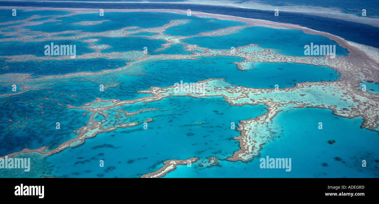 L'Australie. Le Queensland. Grande Barrière de Corail. Vue aérienne. Hardy Reef. Whitsunday Islands. Banque D'Images