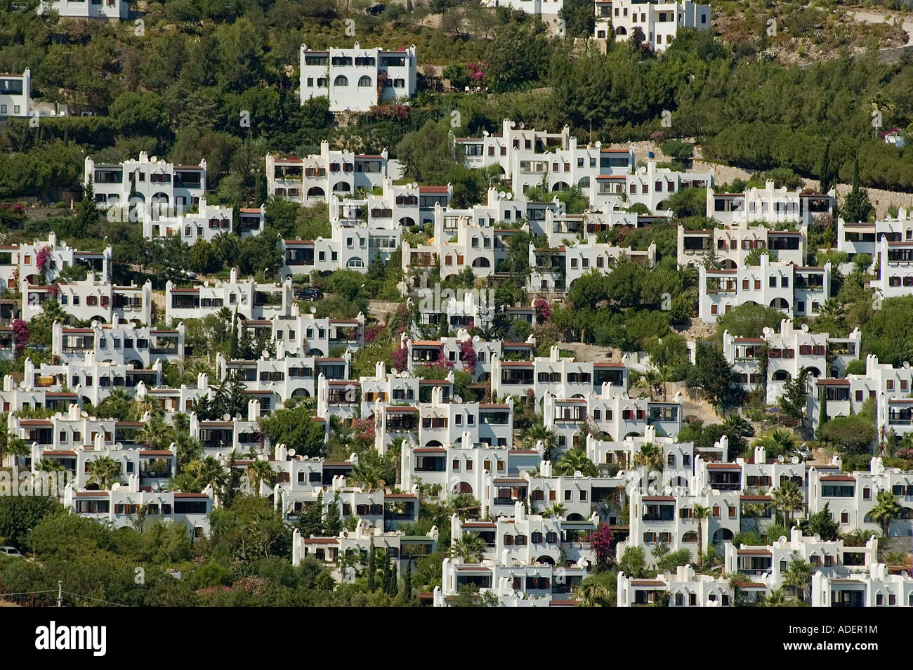 Maisons Bodrum blanchies, Côte égéenne, Turquie Banque D'Images