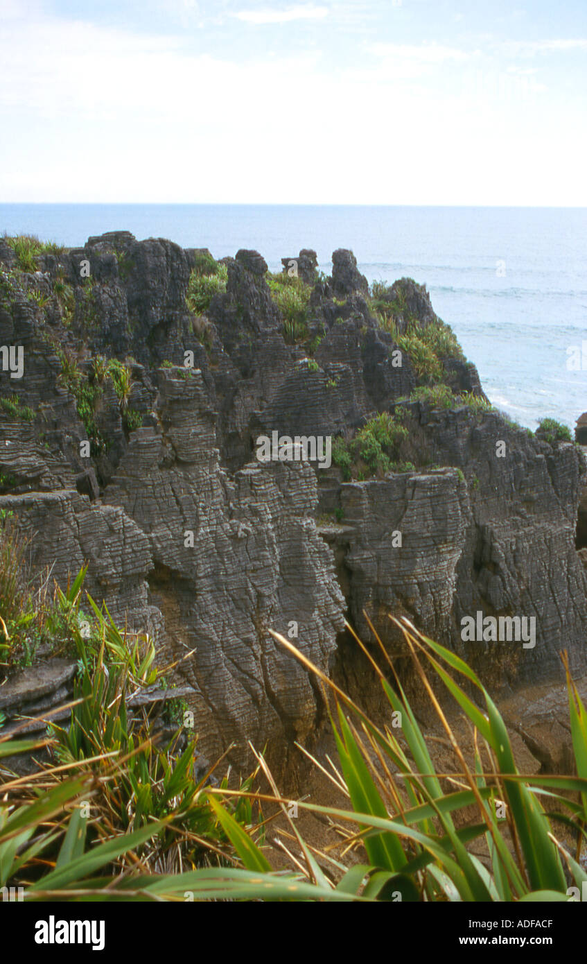Crêpe Punakaiki Rocks Paparoa National Park ile sud Nouvelle Zelande Banque D'Images