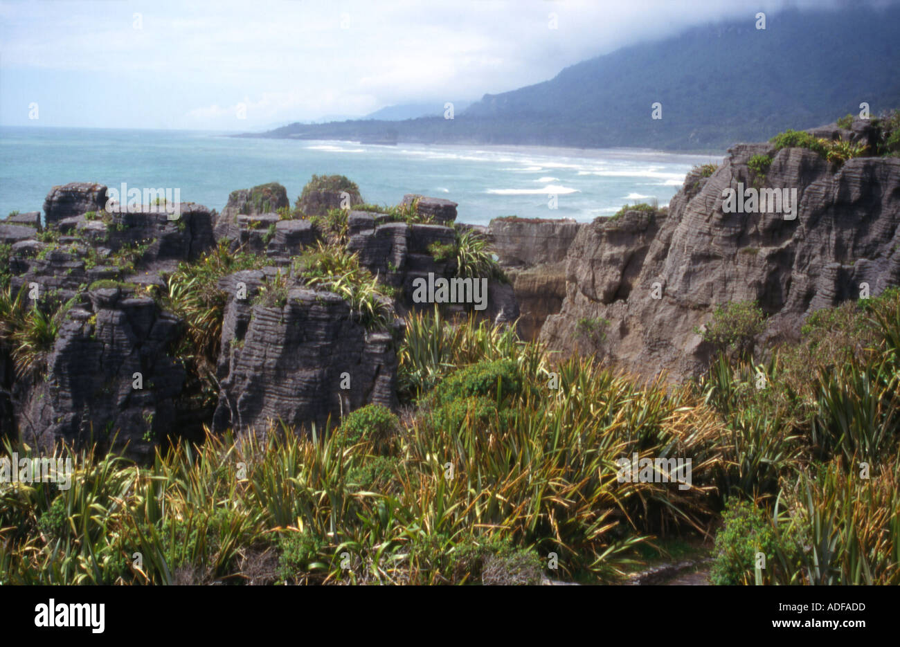 Crêpe Punakaiki Rocks Paparoa National Park ile sud Nouvelle Zelande Banque D'Images