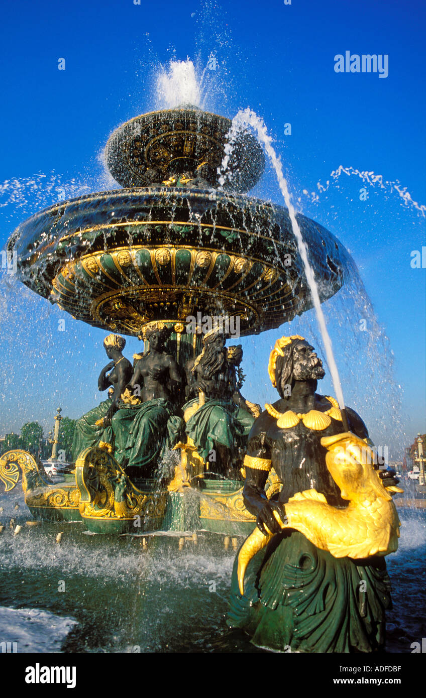 France Paris Place de la Concorde fontaine Banque D'Images