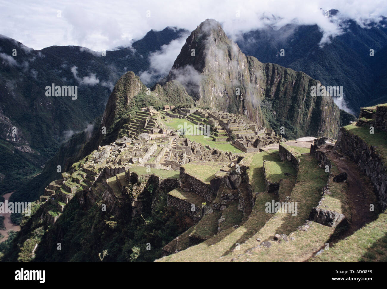 Vue sur le site de Machu Picchu au Pérou Banque D'Images