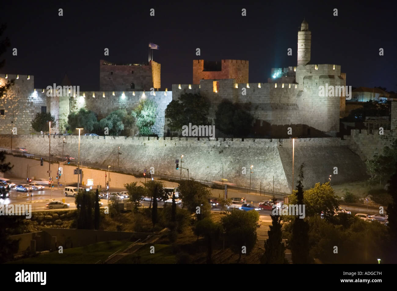 Stock Photo Nightshot citadelle du roi David à Jérusalem Israël Banque D'Images