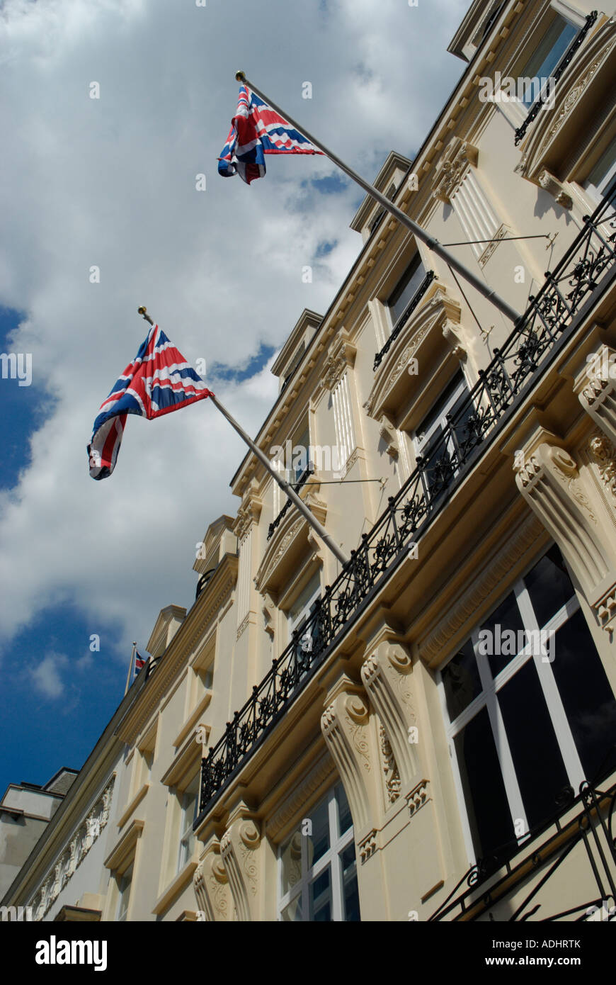 Voir à la hausse historique, à la construction et l'Union Jack drapeaux Banque D'Images