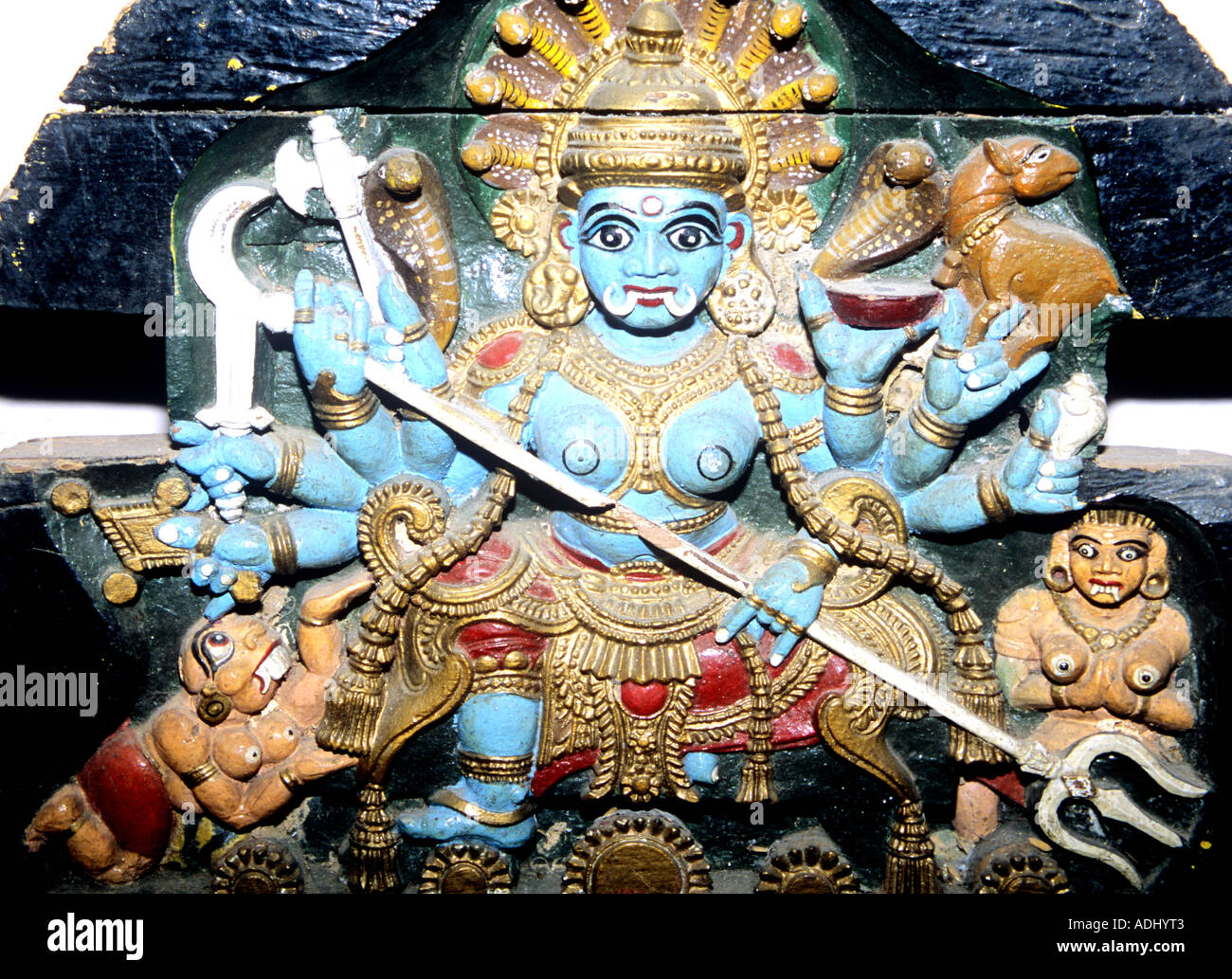Le dieu hindou Shiva, une gravure dans le Temple Meenakshi à Madurai, Inde Banque D'Images