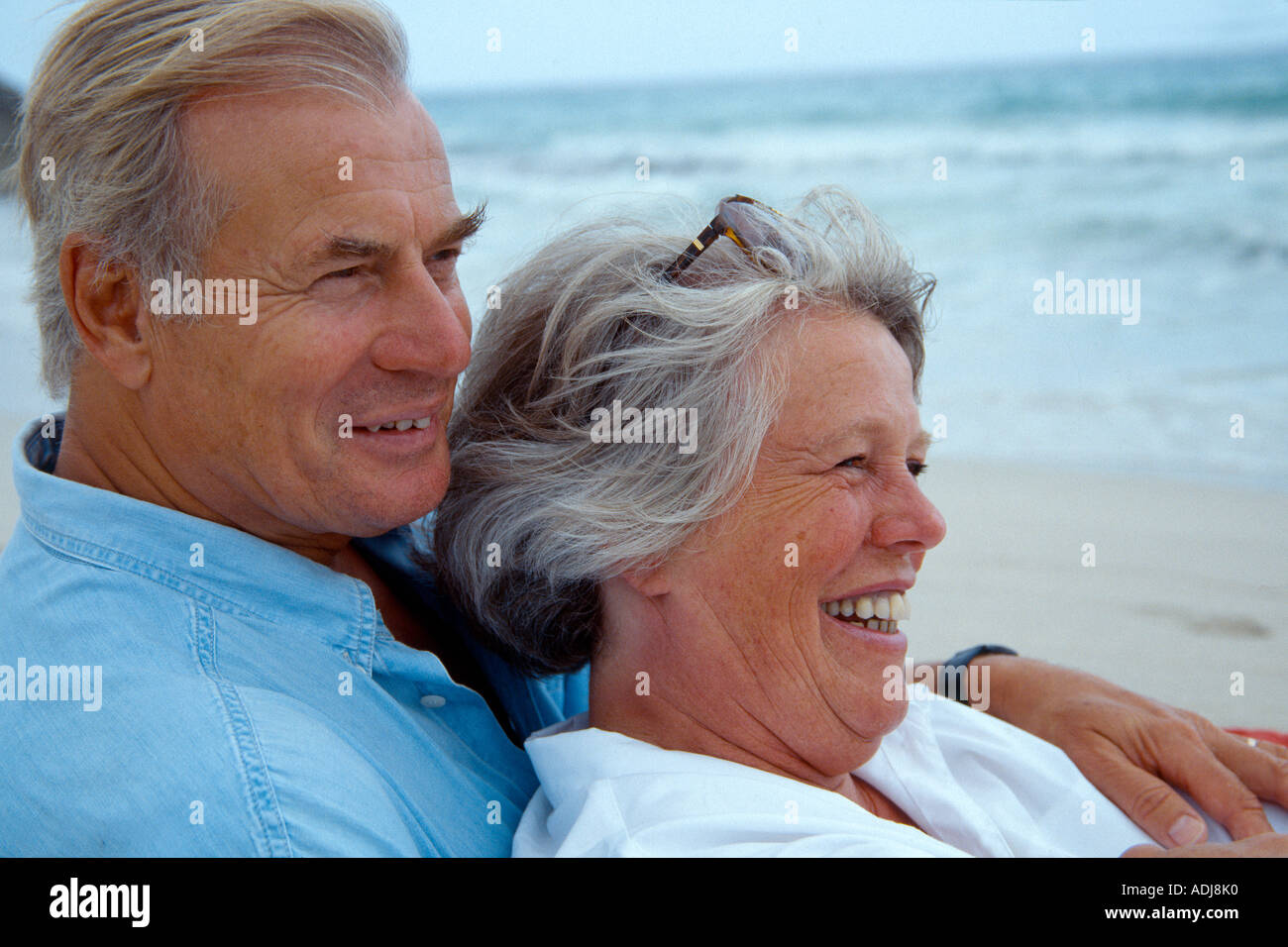 Spanien Ibiza am Meer Portraet Seniorenpaar Profil Banque D'Images