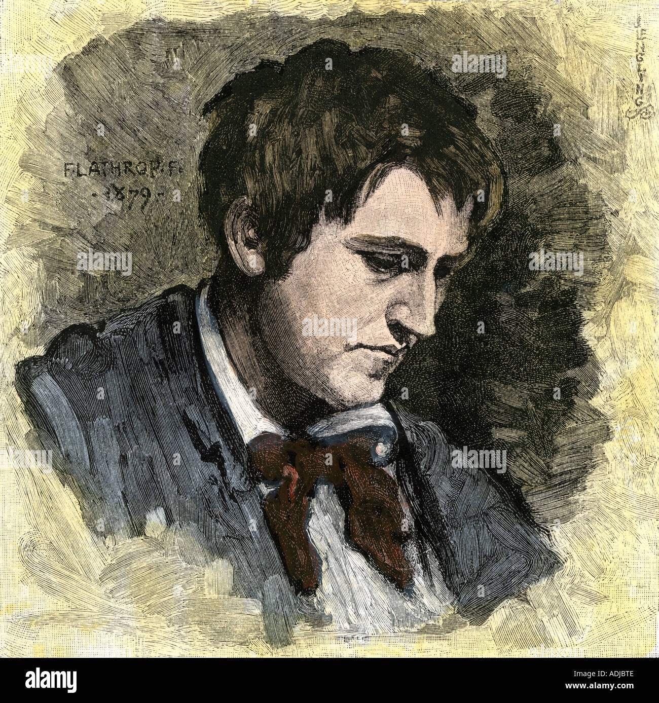 Thomas Alva Edison en 1879. À la main, gravure sur bois Banque D'Images