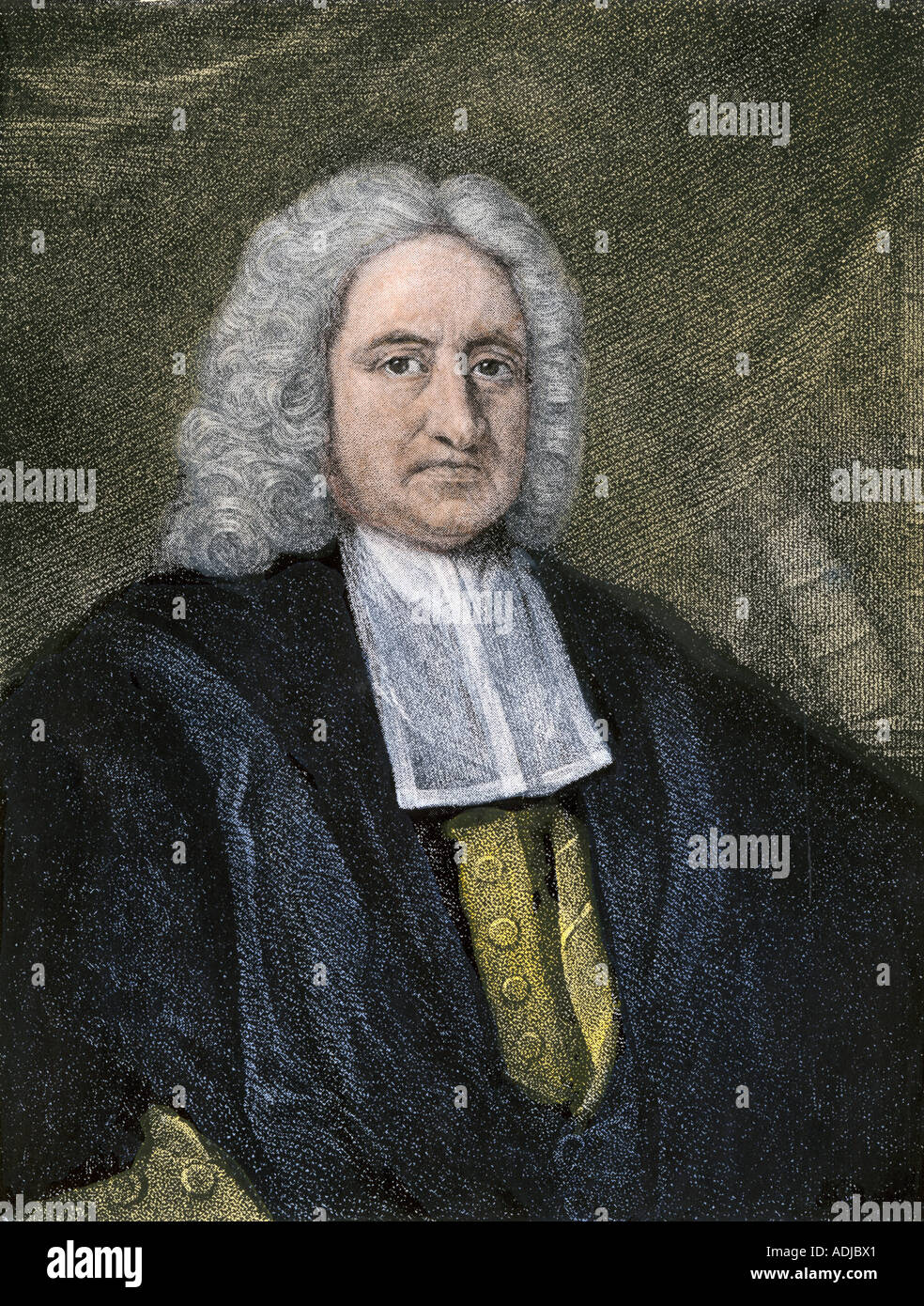 Sir Edmond Halley, astronome anglais. À la main, gravure sur bois Banque D'Images