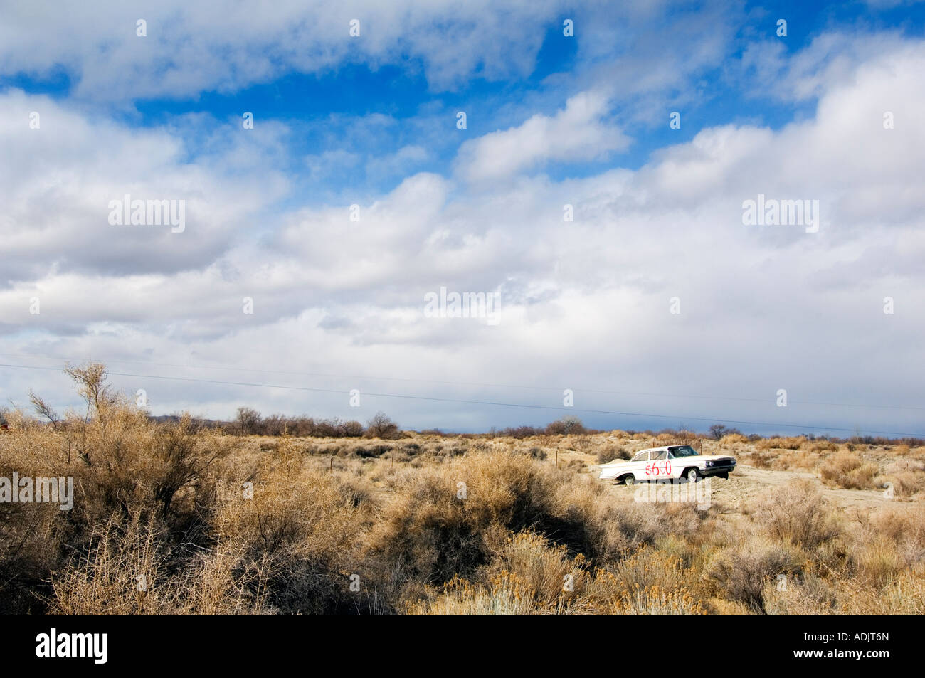 Nevada USA voiture à vendre paysage sur la route US 50 le lonliest road en Amérique Banque D'Images