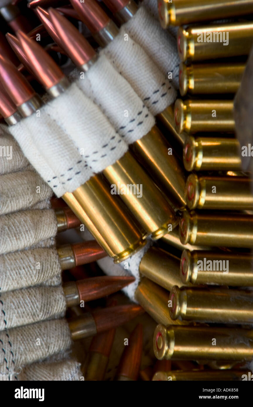 Ceinture de munitions de mitrailleuse Banque D'Images