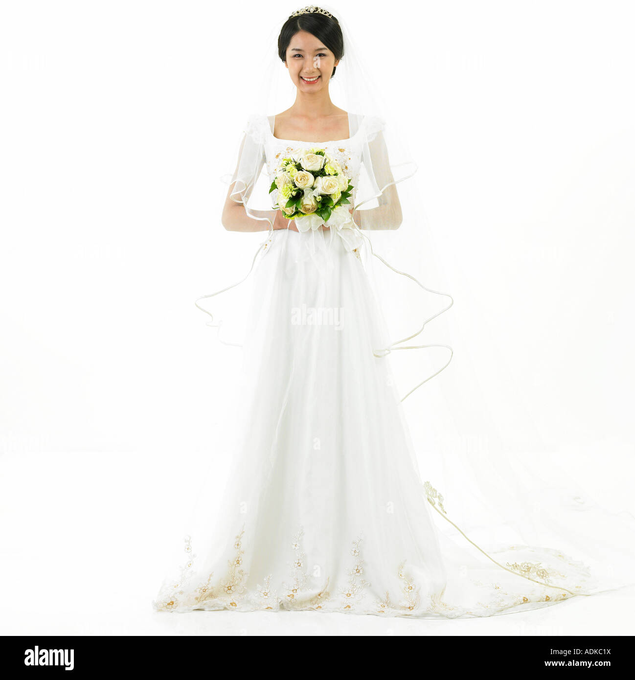 Une bride holding a bouquet Banque D'Images