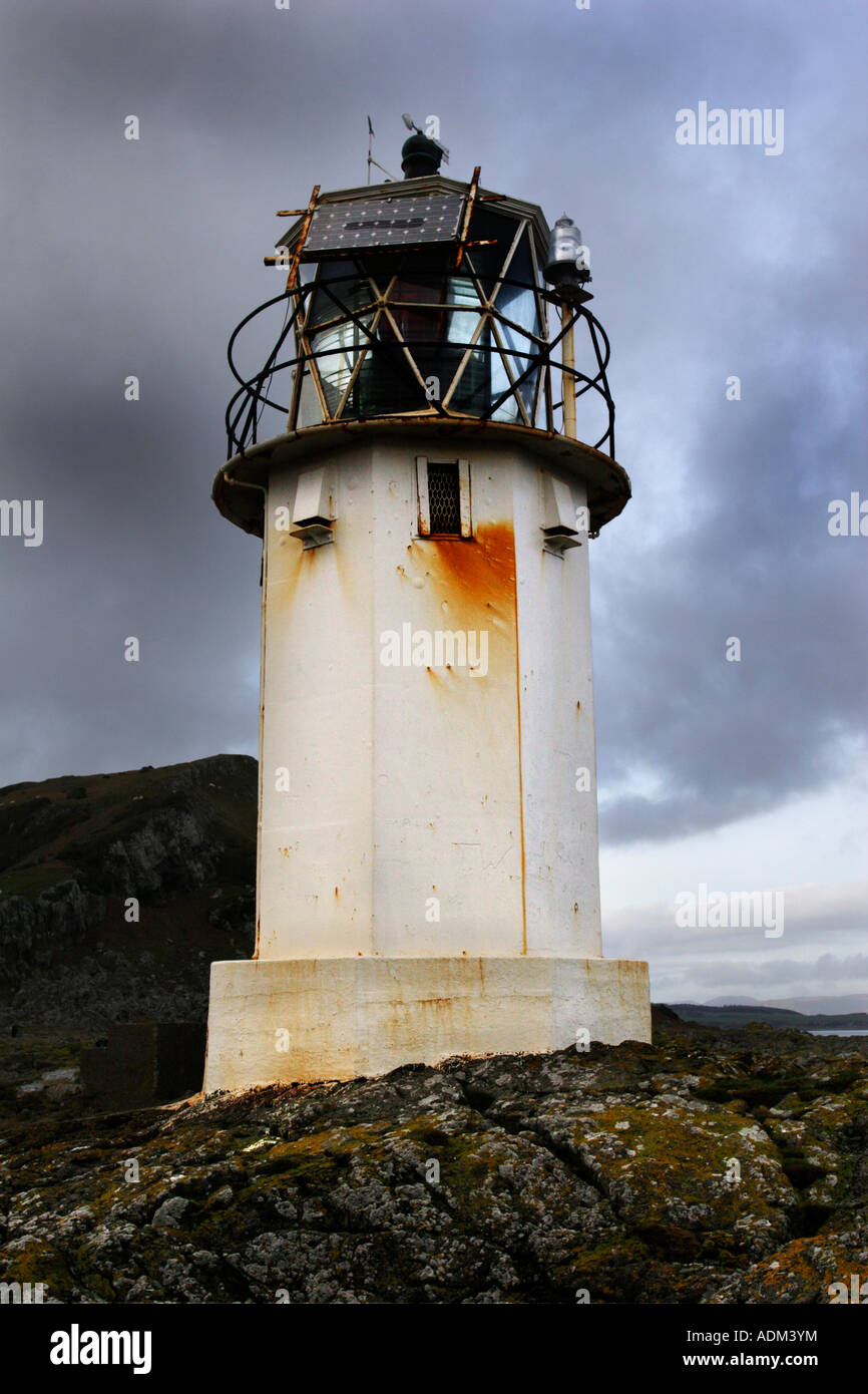 Phare sur île de Bute contre un ciel d'orage Banque D'Images