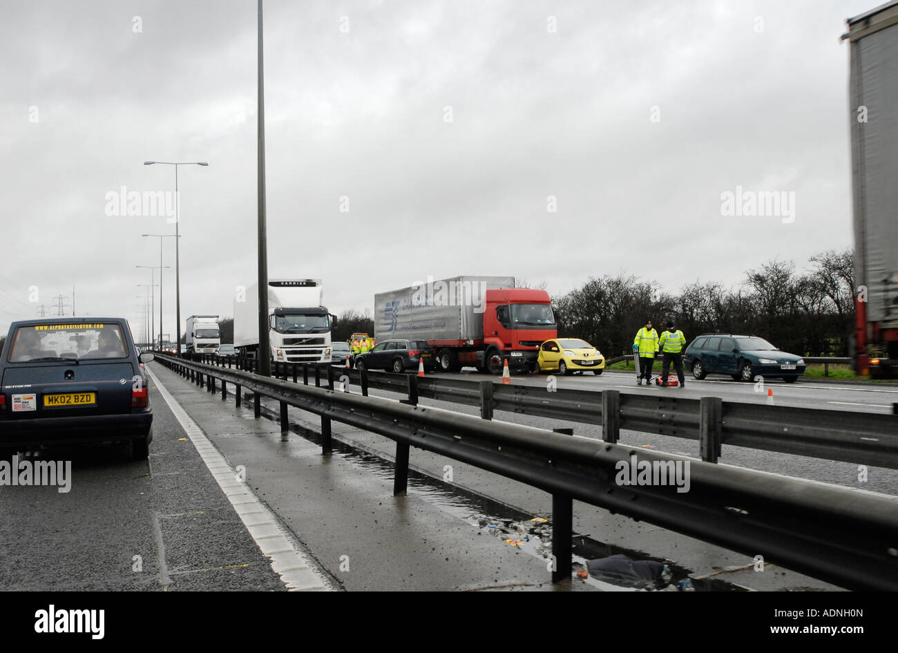 Autoroute accident sur l'autoroute M1 en Angleterre Bedford Banque D'Images