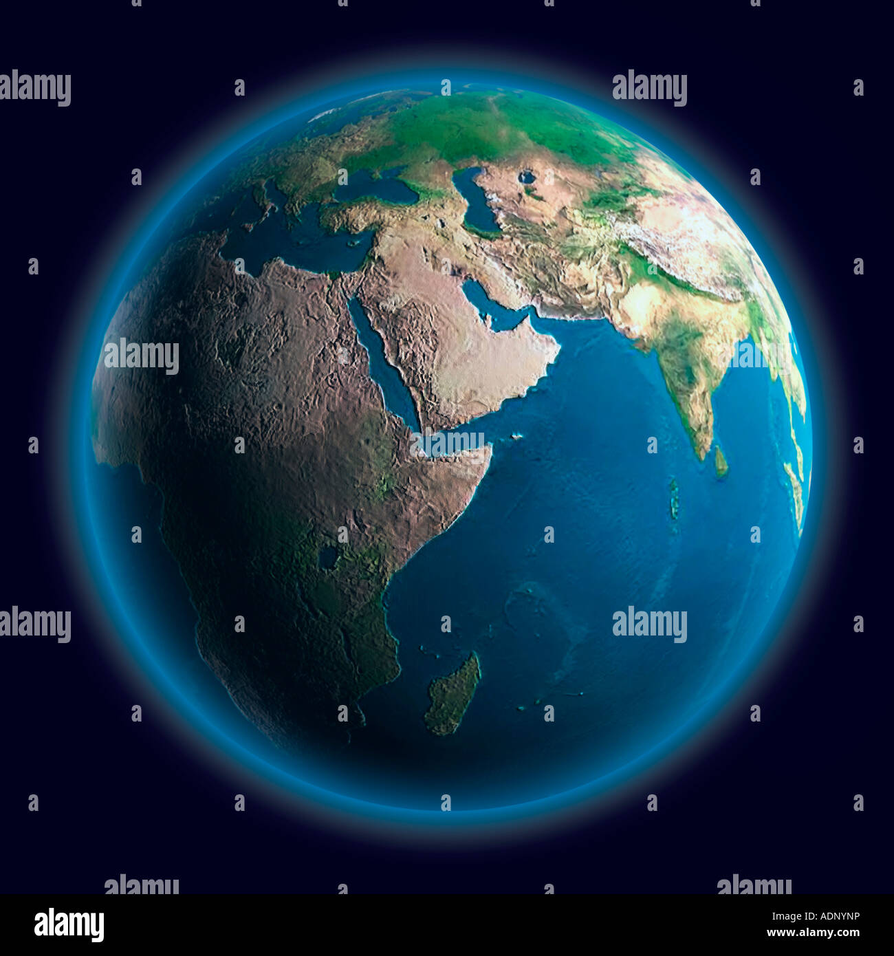 La terre de l'Asie de l'Afrique de l'Europe Banque D'Images