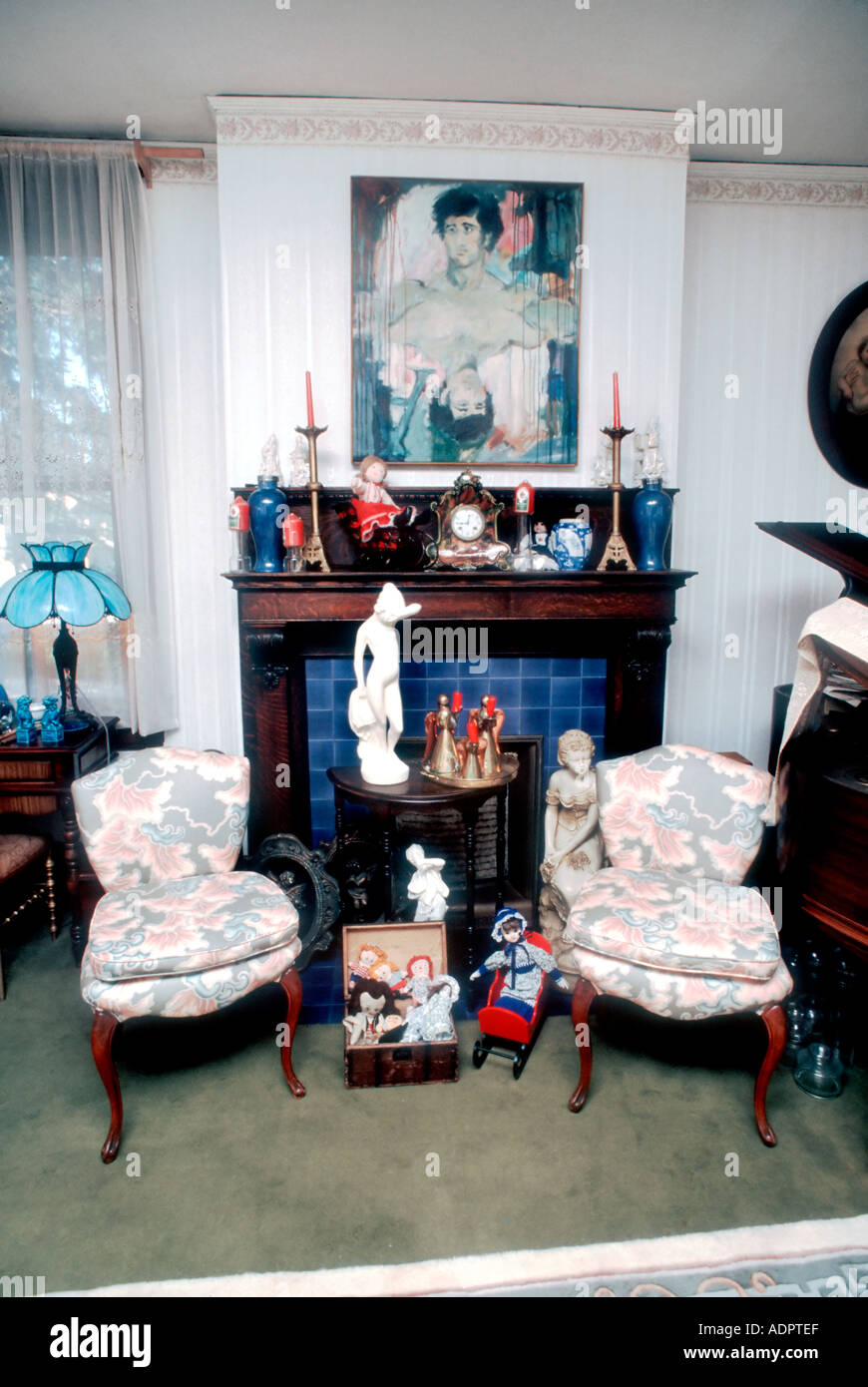 USA American Interior Showcase Home, Antique Living 'Single Family House' mobilier design Banque D'Images